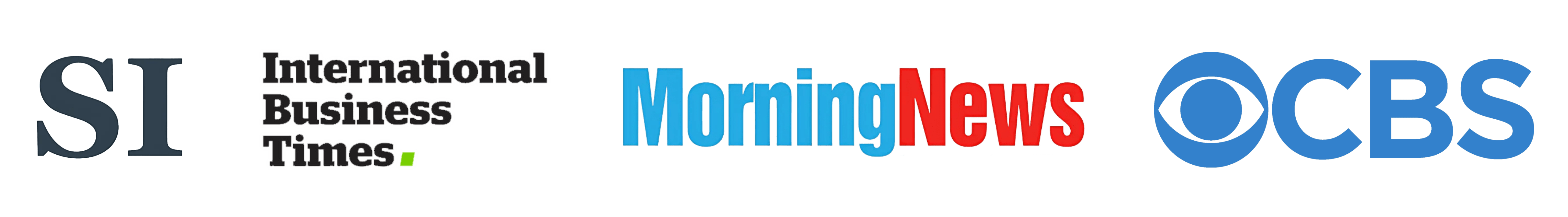 Logos of SI, International Business Times, Morning News, and CBS